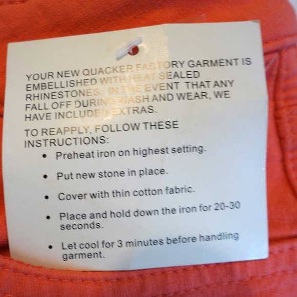 Quacker Factory Dream Jeannes Orange Pants size 6 NWT - Picture 5 of 7